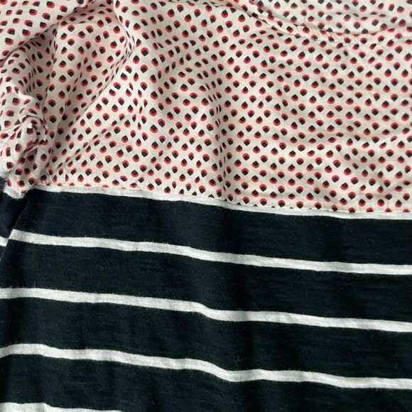Anthropologie Pink Polka Dot and Black Striped Long Sleeve Top - Picture 4 of 4